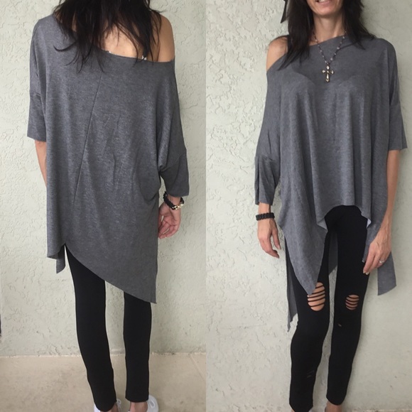 🏖 Was $32 Gray Off the Shoulder Top - Picture 3 of 3