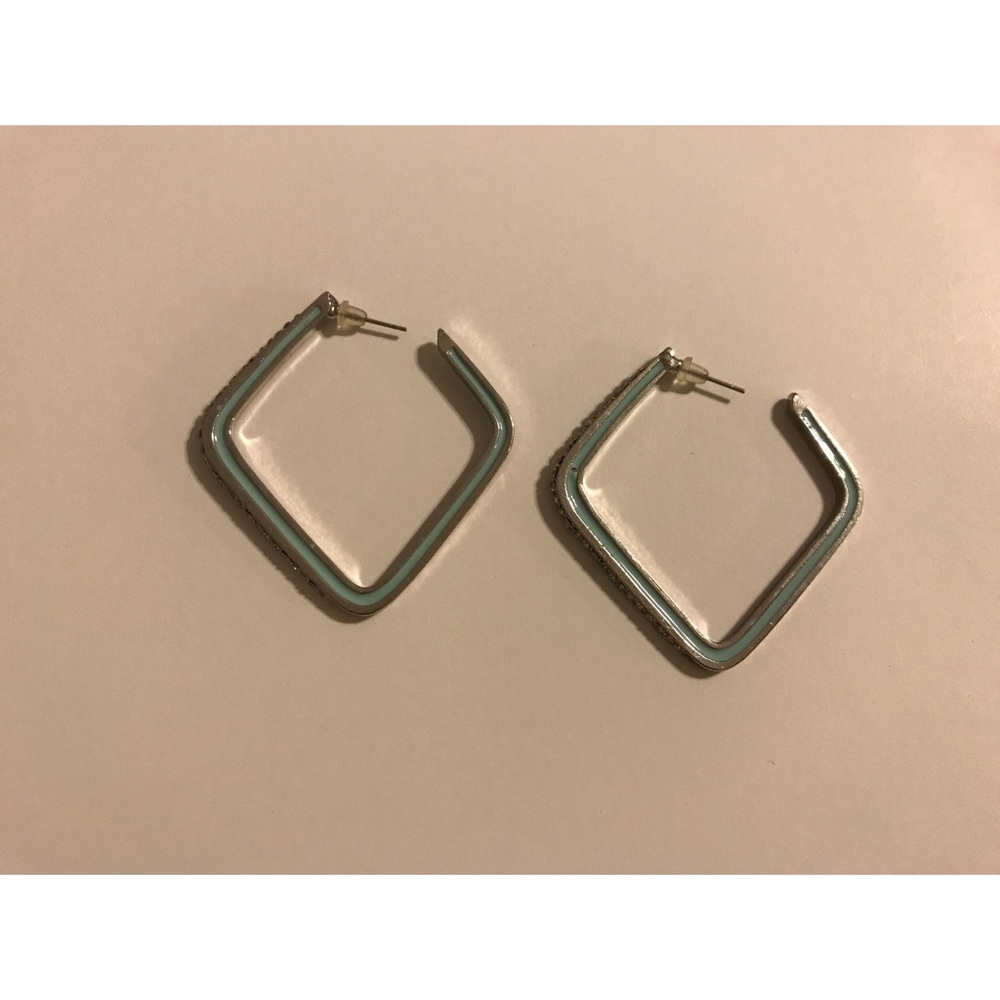 🌀Silver & Turquoise Hoop Earrings