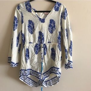 Blue & White Patterned Romper