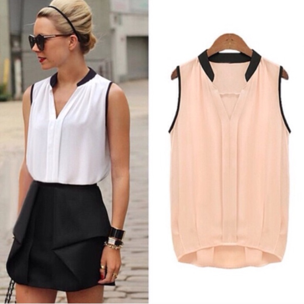 Blush pink sleeveless blouse