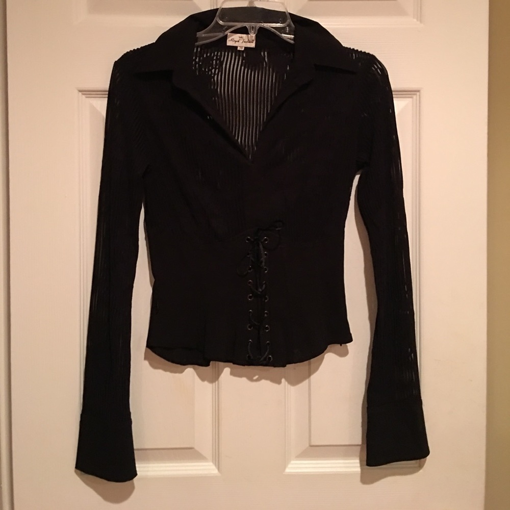 Royal Fashion Black Long Sleeve Top