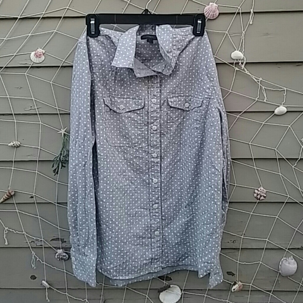 J Crew polka dot button down shirt