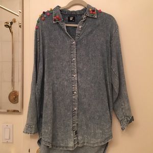 Lazy Oaf Pom Bomb denim shirt dress