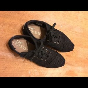 Toms Cordones Woman Round Toe Canvas Black Flats