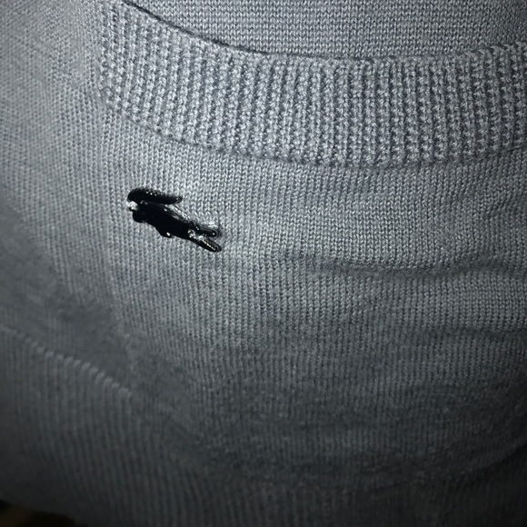 Dusty Blue Lacoste V-Neck Sweater - Picture 2 of 5
