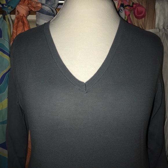 Dusty Blue Lacoste V-Neck Sweater - Picture 3 of 5