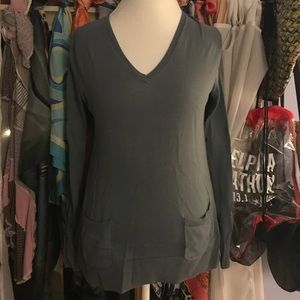 Dusty Blue Lacoste V-Neck Sweater