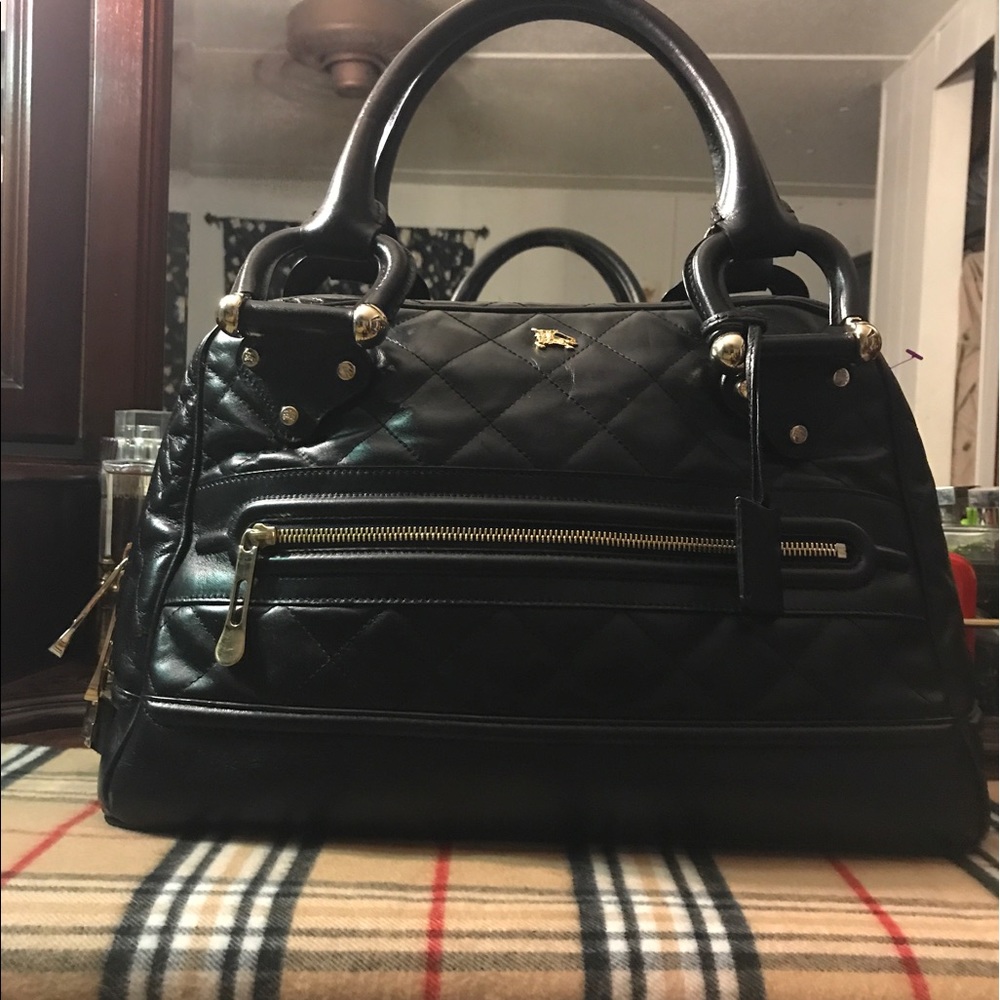 BURBERRY Quilted Leather Satchel Black