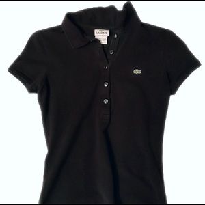 Lacoste Fitted Black Collared Shirt