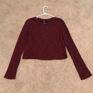 Burgundy long sleeve crop top