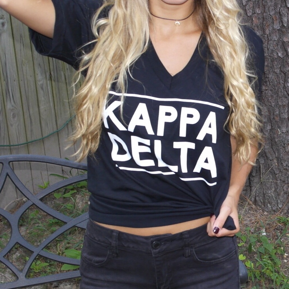 Kappa Delta black V neck top