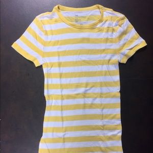 yellow and white striped gap shirt