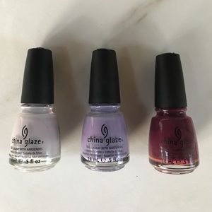Set of 3 China Glaze Nail Polishes in Purple