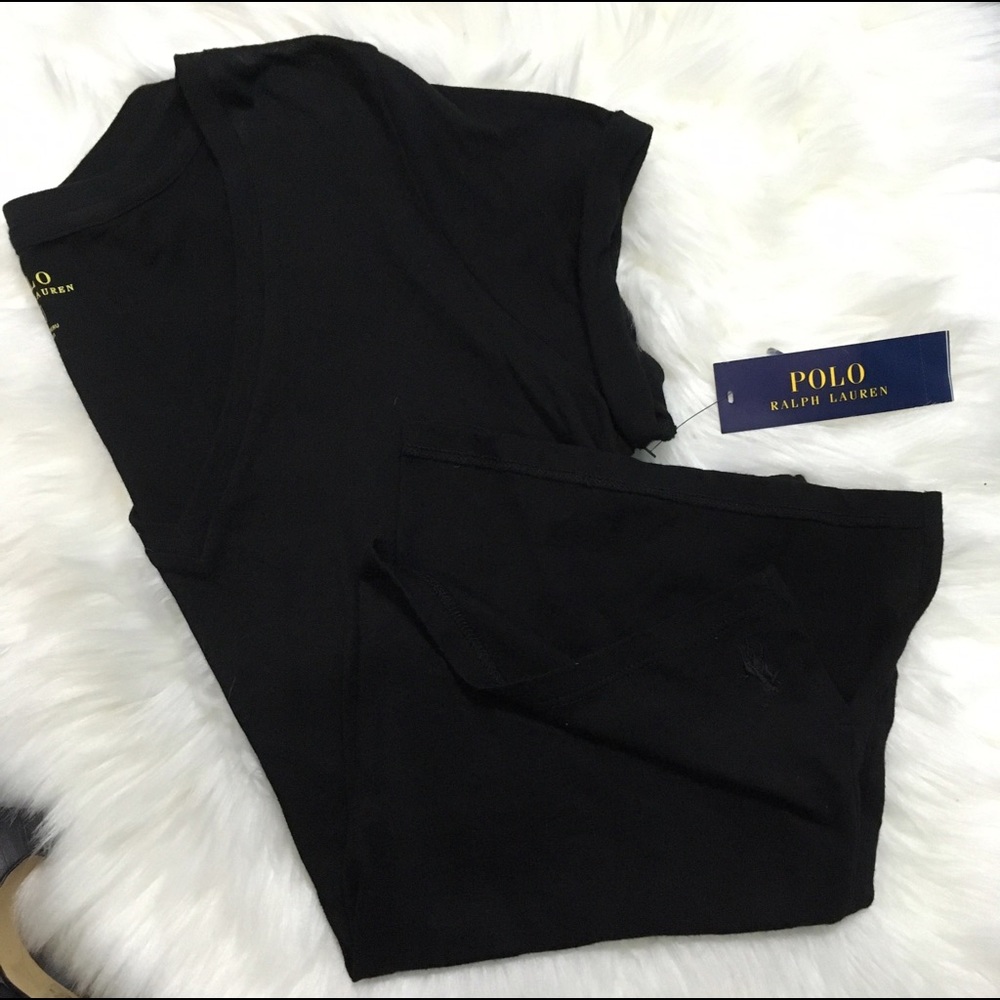 Polo Ralph Lauren Black V-neck Short Sleeve Tee