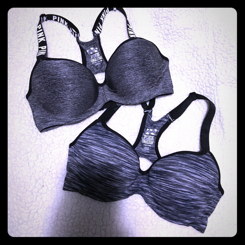 Two VS Pink Push Up Sports Bras