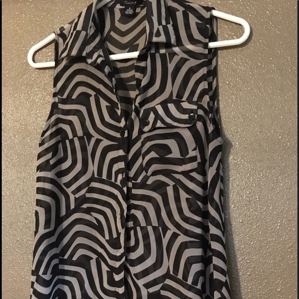 Timing button up silky sleeveless blouse