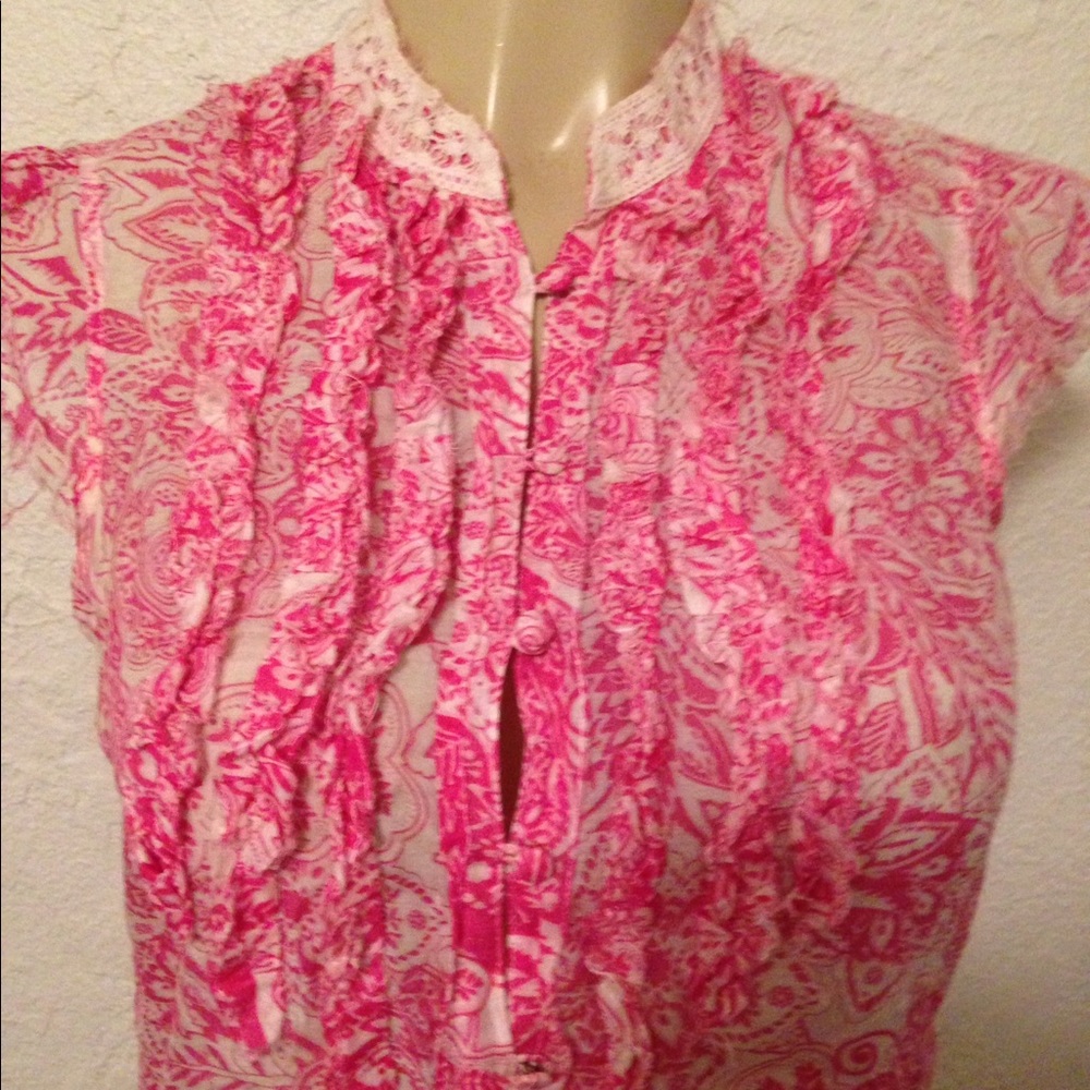 Joie chinoiserie frayed silk blouse * Medium