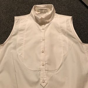 White Sleeveless Tuxedo Shirt