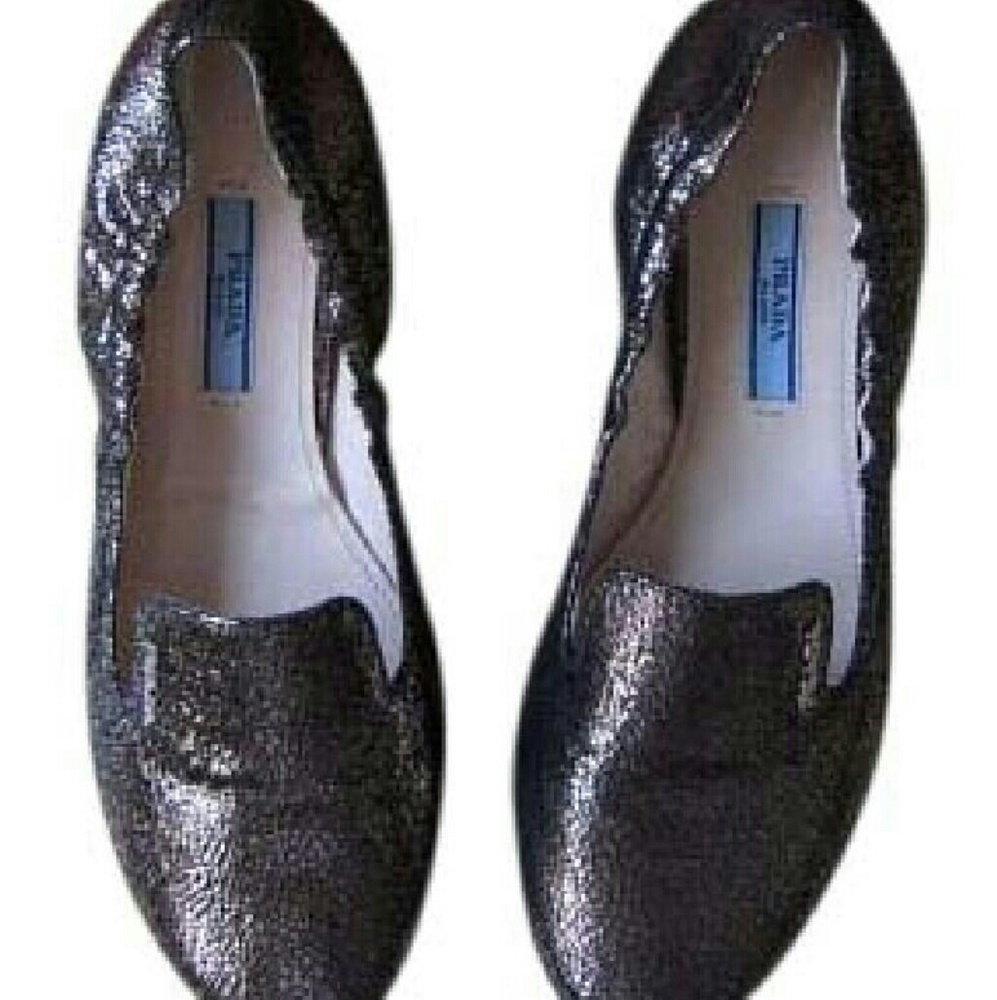 Prada Silver Metallic Flats