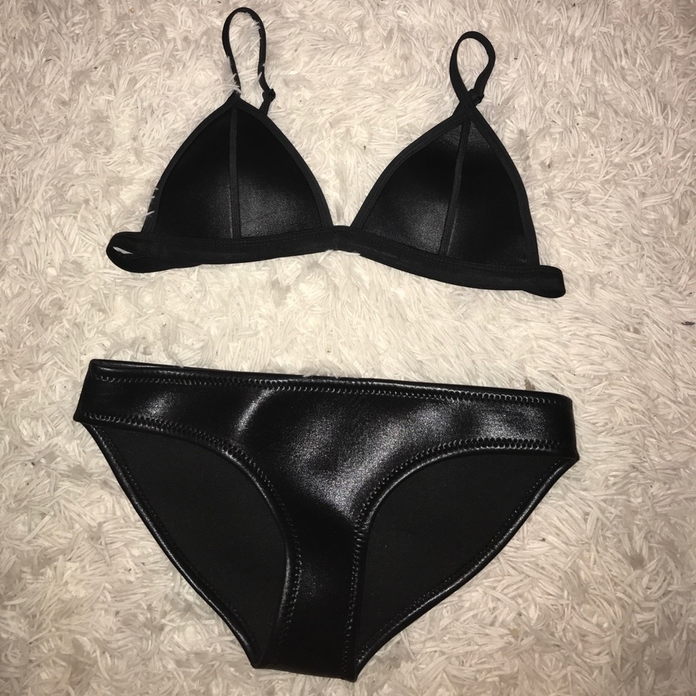 Black neoprene bikini top