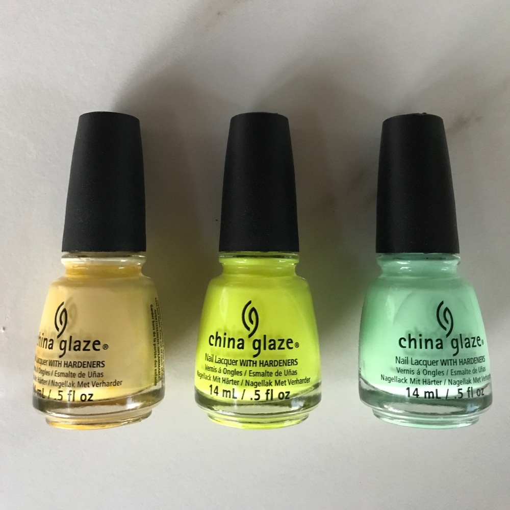 Set of 3 China Glaze Nail Polishes in Yellow