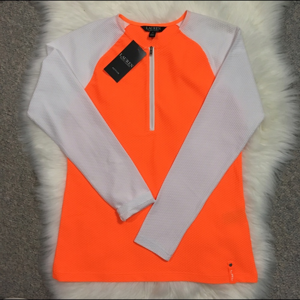 Ralph Lauren Active Orange/White Long Sleeve Top