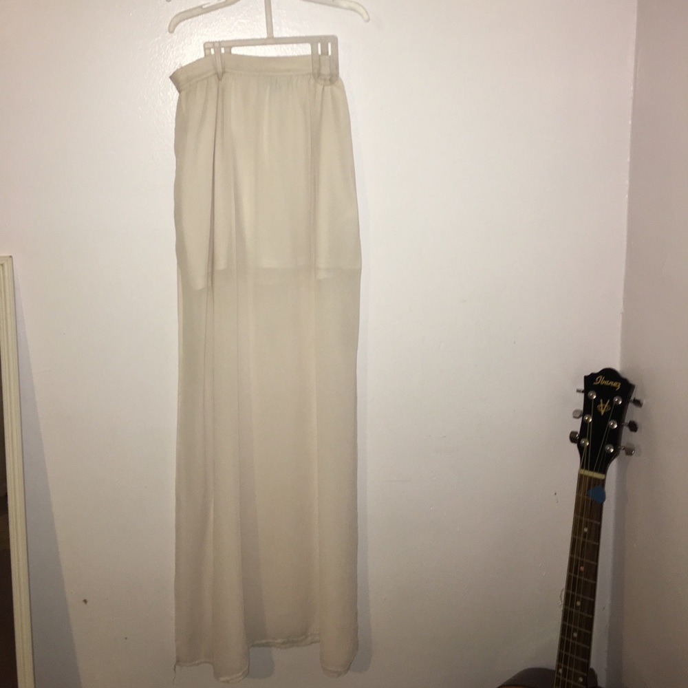 Cream skirt with slits