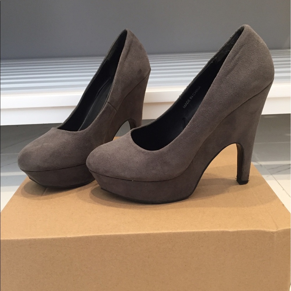 Gray Suede High Heels