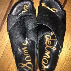 Sam Edelman calf hair slides