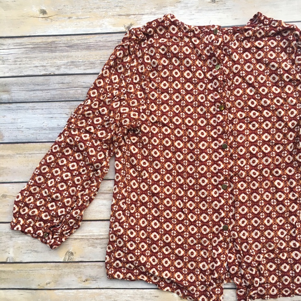 Forever21 Orange yellow print blouse