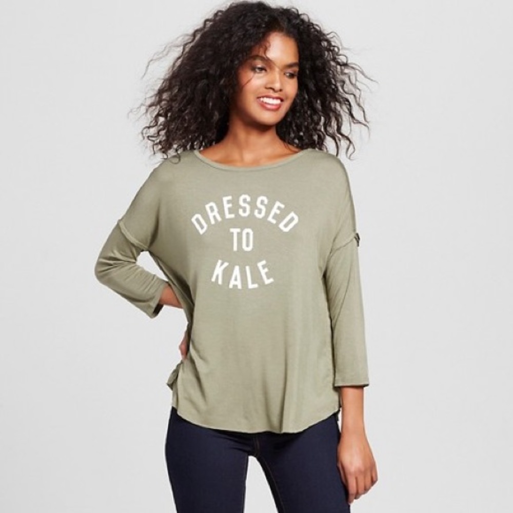 Target Dressed To Kale Green Graphic Top Size XS