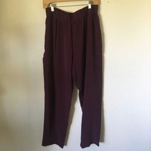 Grana Silk Ankle Pants Mulberry Sz L, Never Worn