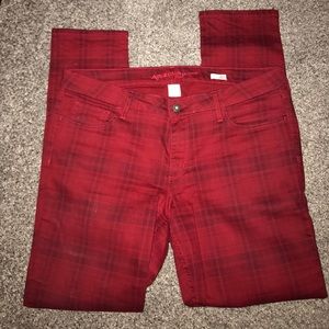 Red Plaid Super Skinny Arizona Pants Size 15