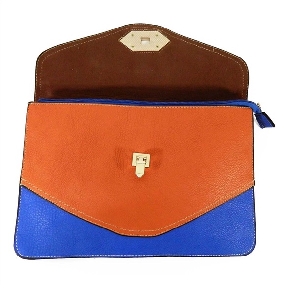 Brand New Python Snake Tan Clutch with Color Block - Picture 2 of 6