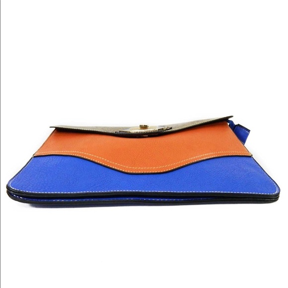 Brand New Python Snake Tan Clutch with Color Block - Picture 3 of 6