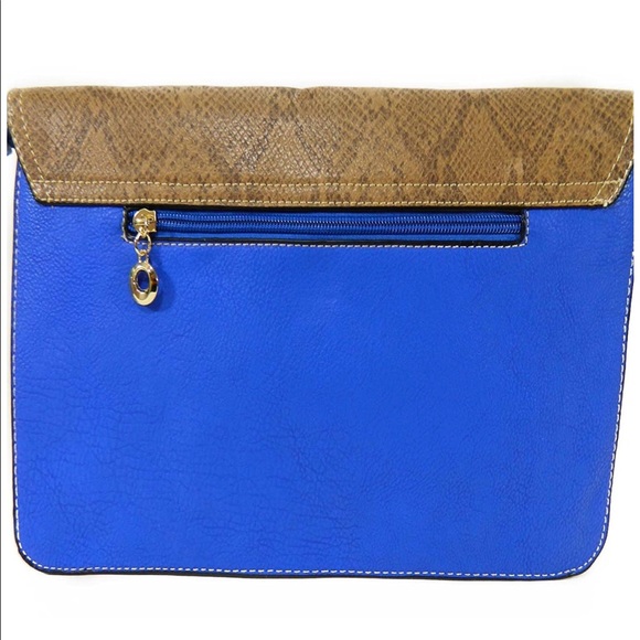 Brand New Python Snake Tan Clutch with Color Block - Picture 5 of 6