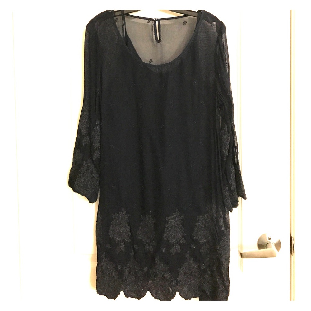 Lucky Brand Navy Lace Slip Dress