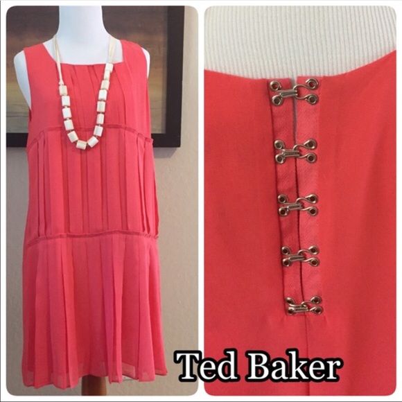 Ted Baker Dresses & Skirts - TED BAKER dress Coral side zip pleated lined S 10