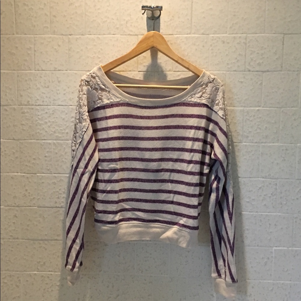 AÉROPOSTALE / Striped Lace Sweater