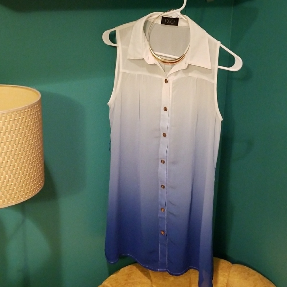 NWOT Sheer Ombre Shirt Dress