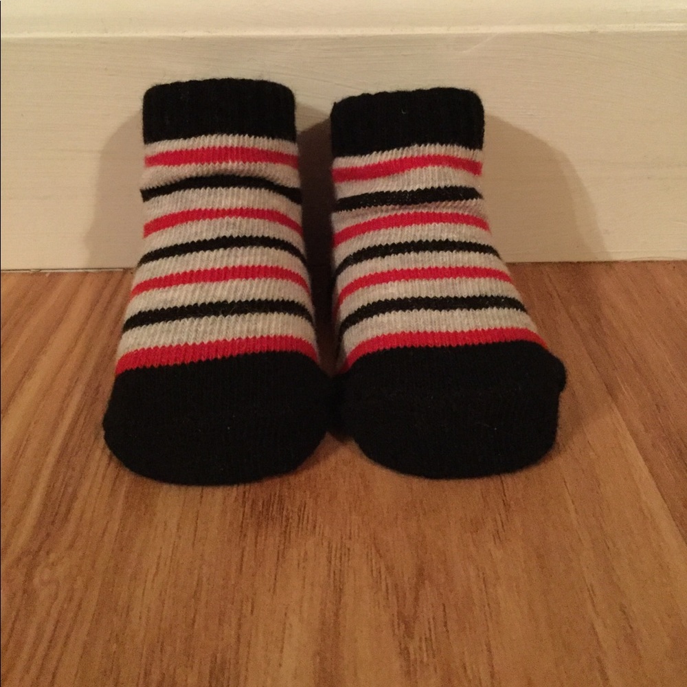 Black red and gray socks