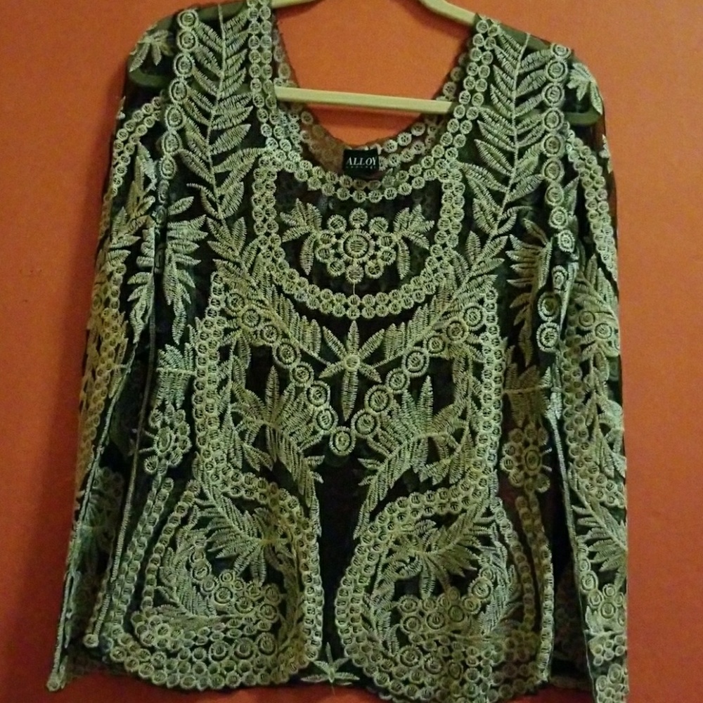 Sheer Black & Gold Blouse