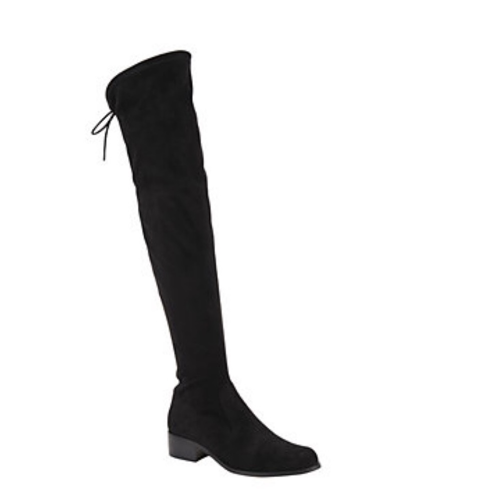 Low heel over the knee stretch suede boots