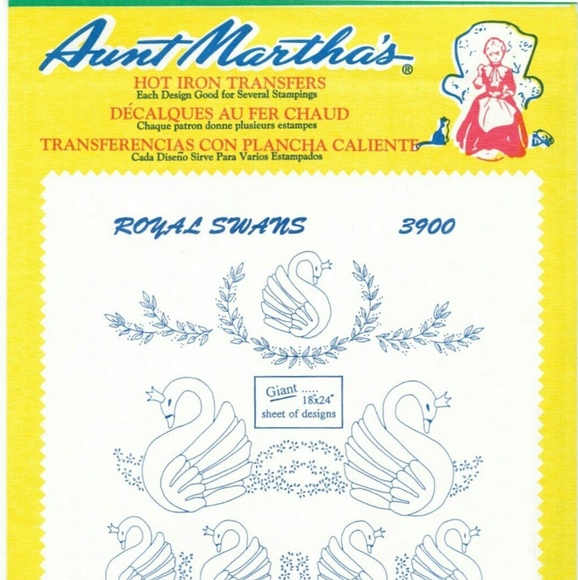 AUNT MARTHA'S Iron Transfers SWANS # 3900 - Picture 1 of 2