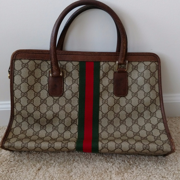 Sherry Stripe Vintage Gucci Tote Satchel - Picture 3 of 8