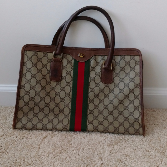 Sherry Stripe Vintage Gucci Tote Satchel - Picture 2 of 8