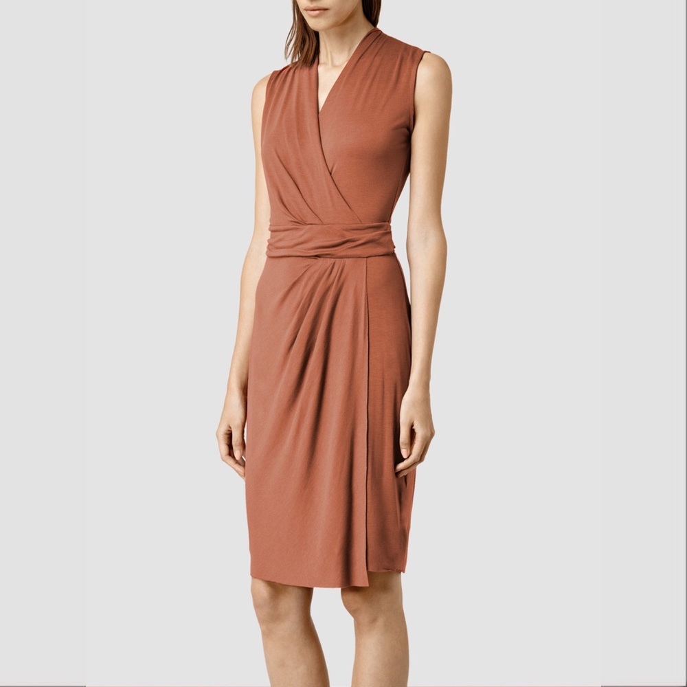 All Saints Novi Dress Rust 4 S