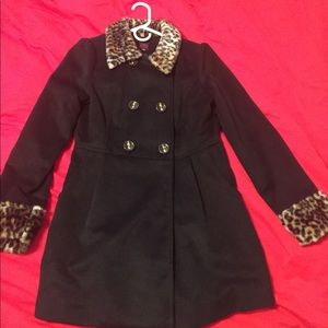 black coat with leopard print