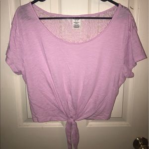 Purple back lace crop top