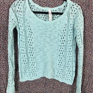 aeropostale baby blue "hole-y" sweater